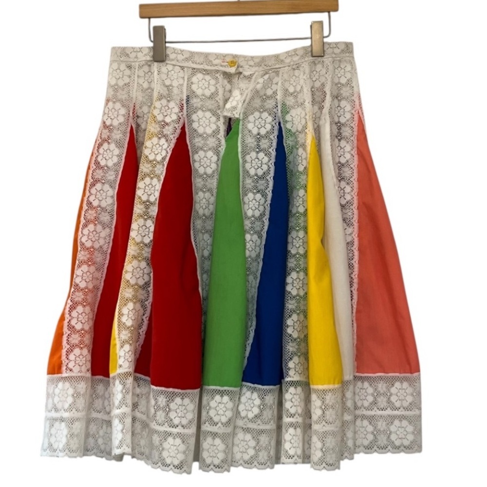 Handmade Vintage Lace Colorful Patchwork Overlay Skirt Boho Festival - Picture 2 of 15
